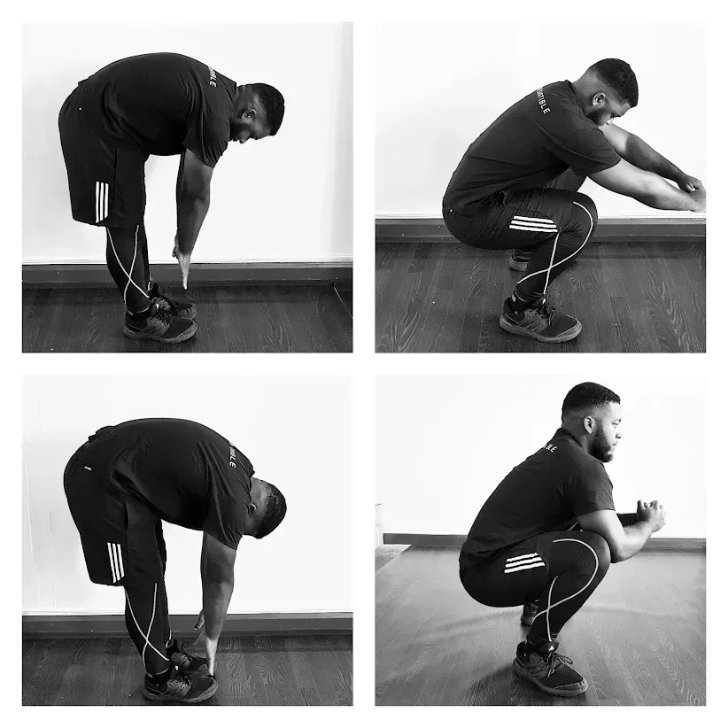 Client demonstrates a sequence of mobility movements for recovery