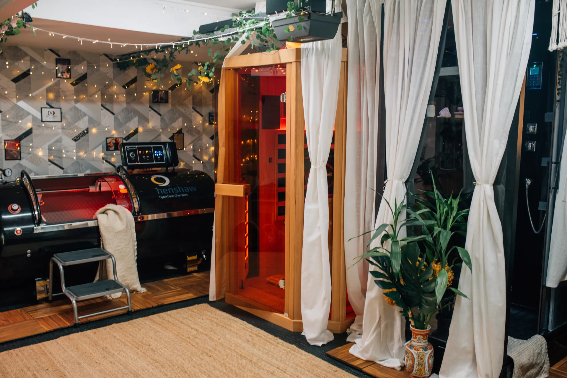 Hope House Recovery treatment suite with a hyperbaric chamber and infrared sauna